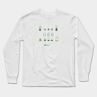 Pixel Art Plants and Ghost Green Long Sleeve T-Shirt